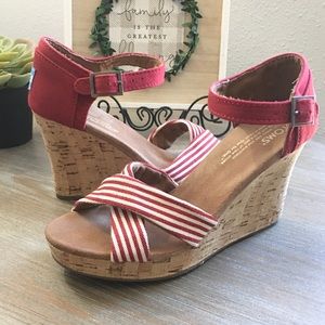 TOMS wedge sandals. Never worn.
